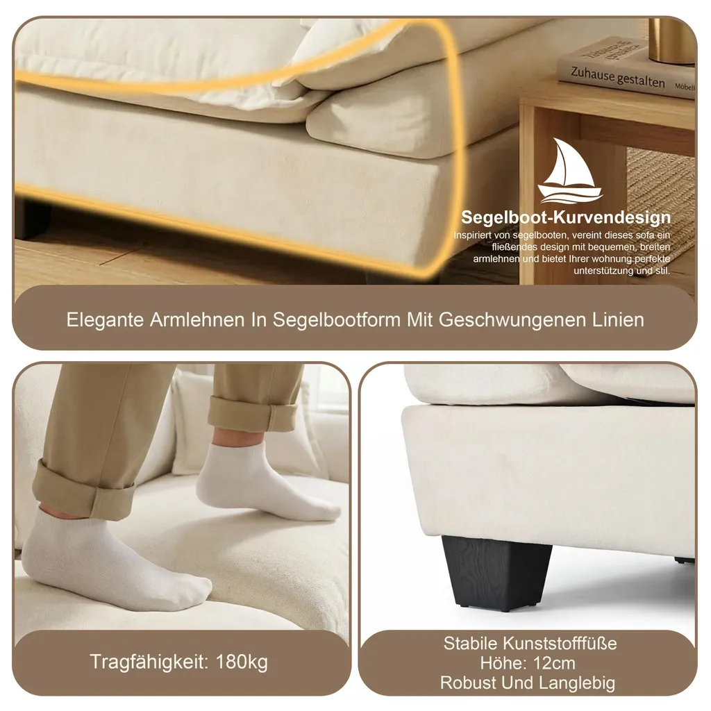 Canapé d'angle salon et appartement, sofa beige modulable gain de place