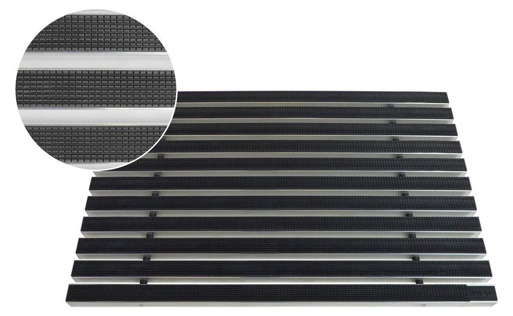 ACO Schuhabstreifermatte Alu schwarz, mit Gummistreifen, 60 Produktbild 