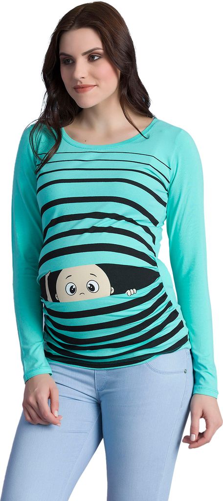 M.M.C. Umstandslangarmshirt Guck Guck mit Motiv, M, Mint
