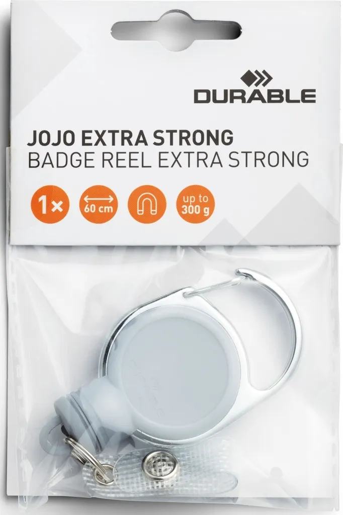 Porte-badge enrouleur robuste gris 60cm - Pack de 5 dévidoirs JoJo Strong