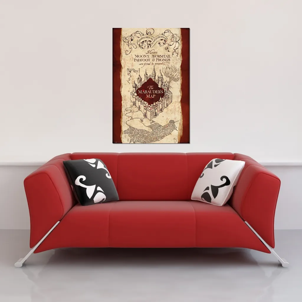 Harry Potter Poster Mappa del Malandrino con Cornice in Legno 61cm Naturale