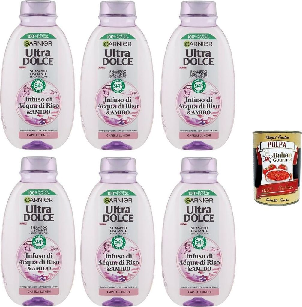 G. Ultra Dolce Infuso di Acqua di Riso & Amido, Shampoo Lisciante Aufguss aus Reiswasser und Stärke, glättendes Shampoo 6x 250 ml+ Italian Gourme...