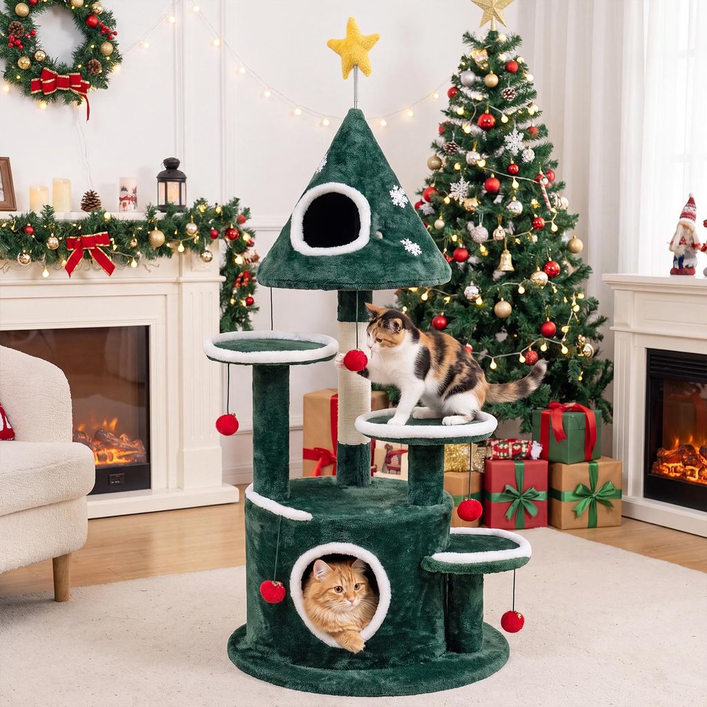 Kratzbaum COSTWAY, 127 cm, choinkowy, z gwiazdkami i Zdjęcie produktu 