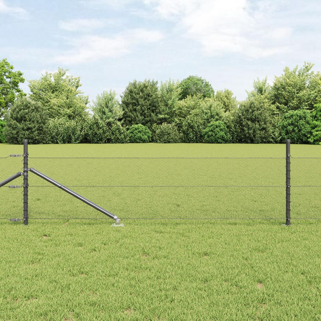 Hexagon Zaun Grau 0,8x100 m Stahl, Design Möbel Drahtzäune Neu
