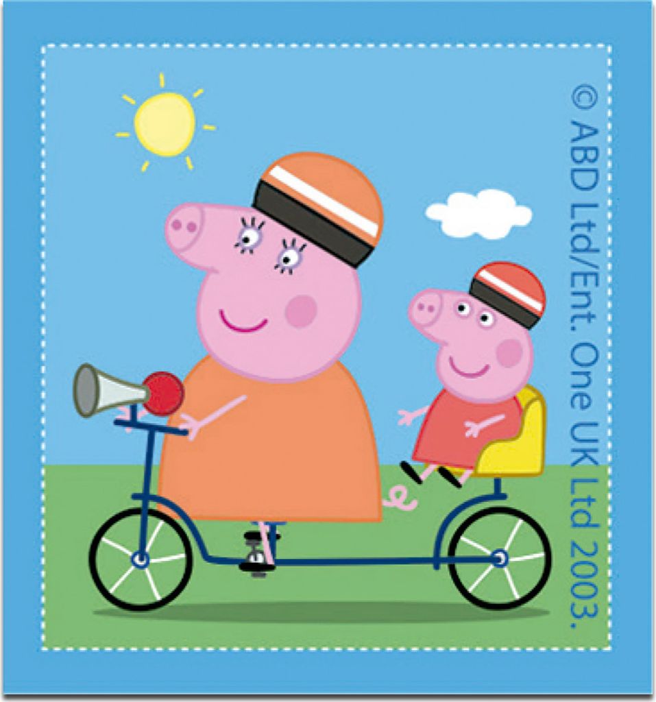 Peppa Wutz Fahrrad - Aufnäher, Bügelbild, Aufbügler, Applikationen, Patches, Flicken, Zum Aufbügeln, Größe: 6,5 x 7,0 cm