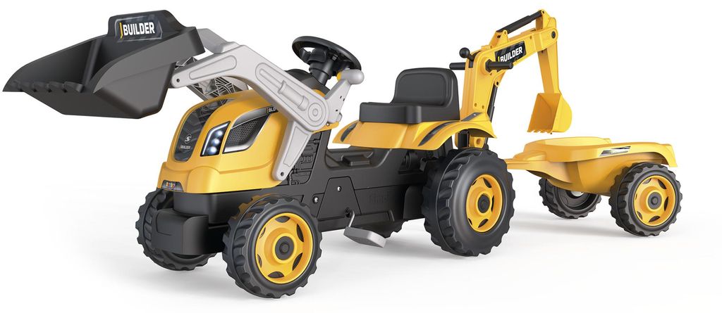 Builder Max Pedal Tractor + Trailer + Excavator + Shovel - Productafbeelding 