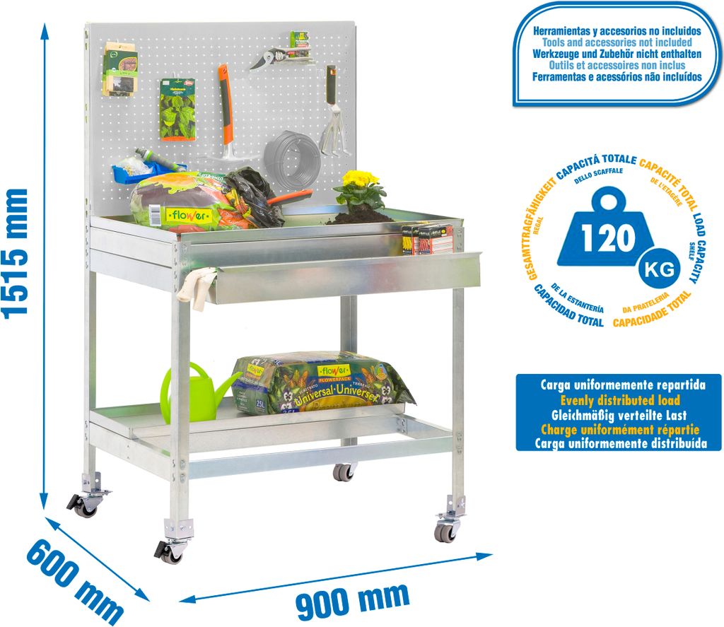 SIMONGARDEN BT2 BOX MOB Werkbank. 900x600 GALVA/GALVA