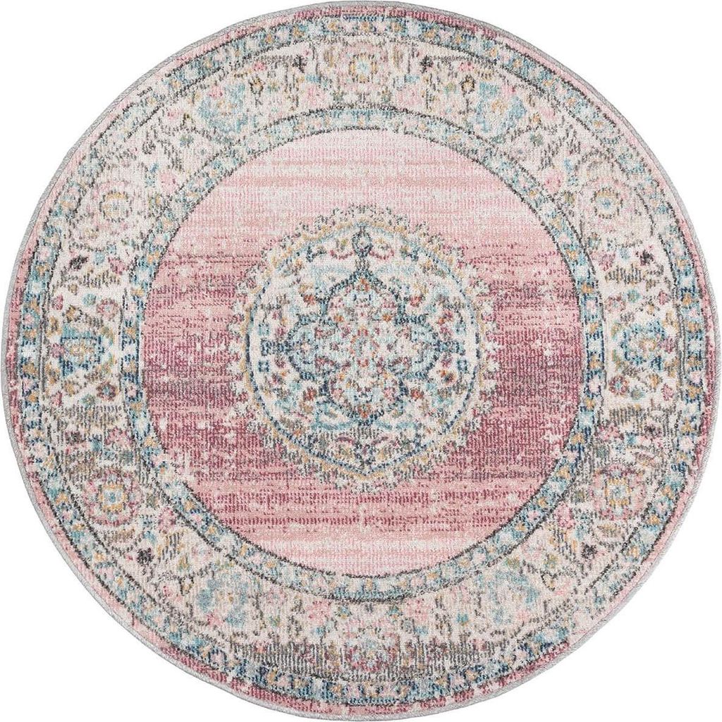 Outdoor Teppich Terasse Küche Balkon Vintage Stil Grau Rosa Produktbild 