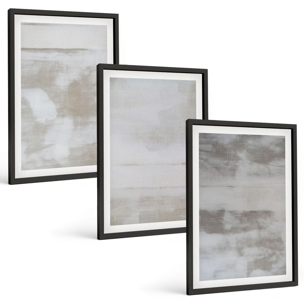 Bilder Set 3-teilig im schwarzen Rahmen – Wandbilder 3 Stück – gerahmte Poster für Wohnzimmer, Schlafzimmer und Flur – 40x60 cm – Moderne...