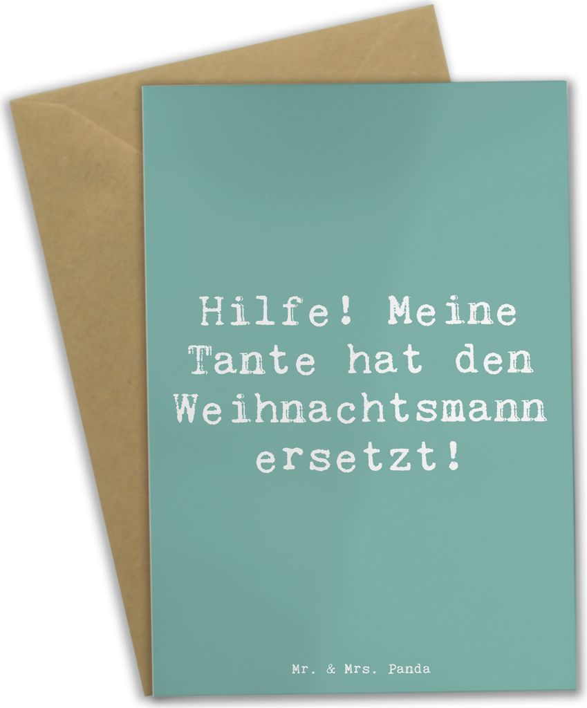 Mr. & Mrs. Panda Grußkarte Spruch Tante Weihnachten - Meeresbrise - Geschenk, Grußkarten, weihnachtskarten, Liebe, Nichte, Dankeschön, einladung...