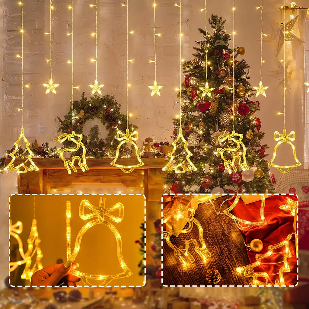 Luci Natale a Tenda 3m con Stelle LED - Decorazione Interni Chic
