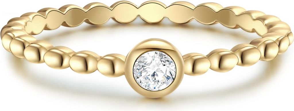 Ring Sterling Silber gelbgold Zirkonia weiß 58