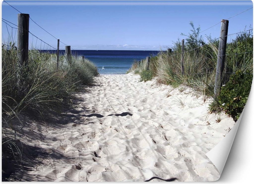 Vlies fototapete Straße zum Strand Sanddünen 300x210 cm Feeby Blau inkl. Kleber einfache Montage