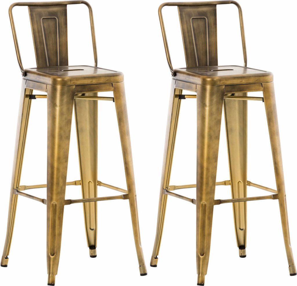 TPFLiving 2er Set Barhocker Massimo Metall Gold