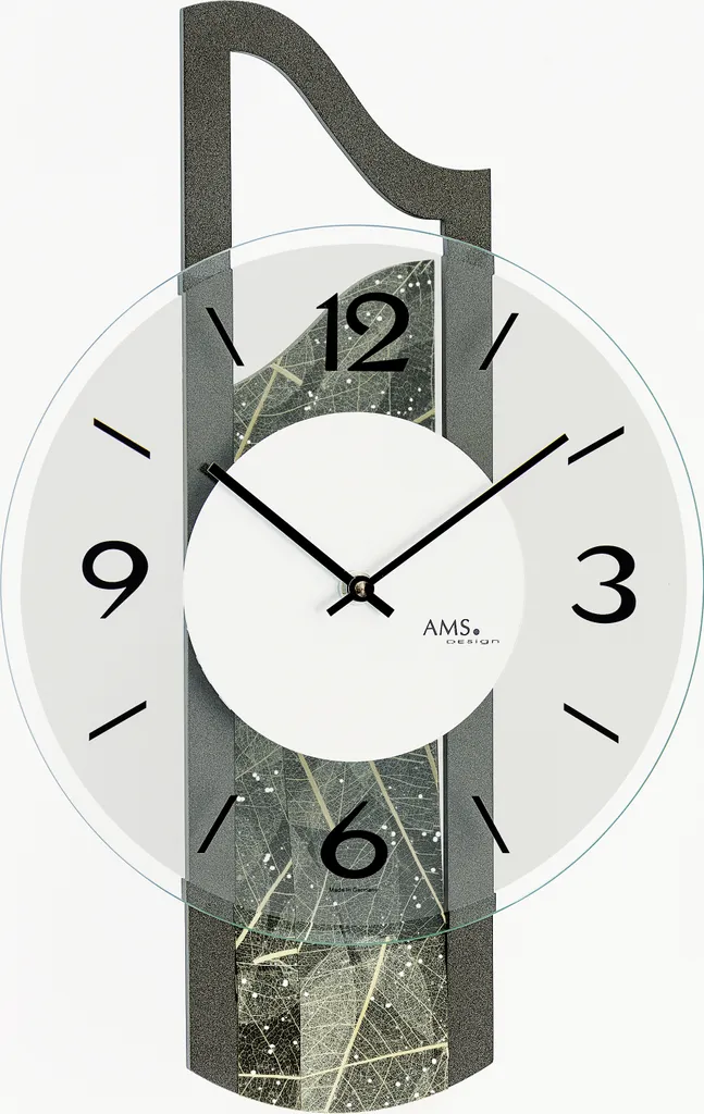 AMS 9680 Montre murale à quartz - Cadran en verre minéral de qualité