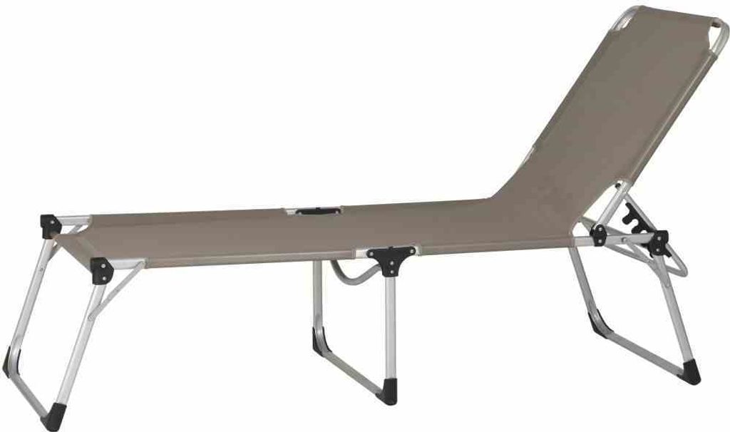Gartenliege >Alu-XXL< in silber, taupe - 209x86x69 (BxHxT)