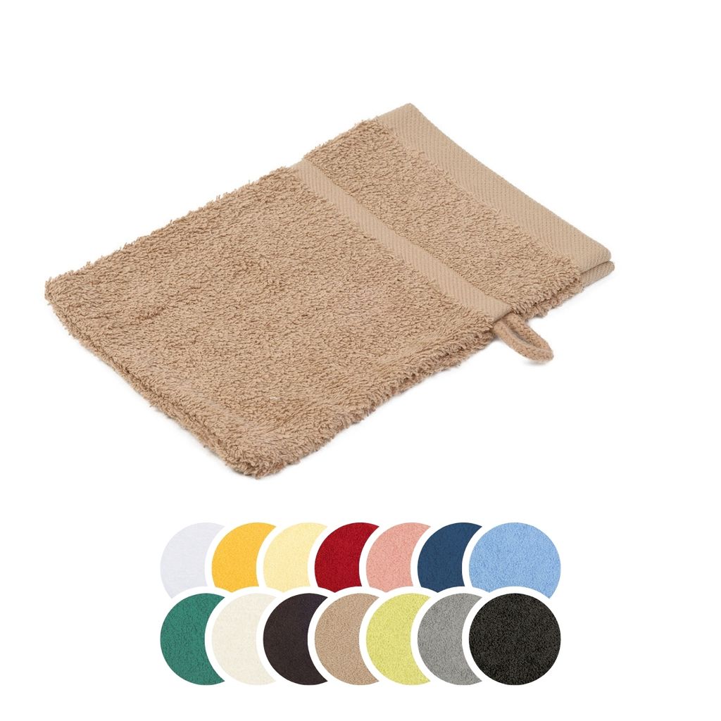 liebling Waschhandschuh, 100% Baumwolle, mit praktischer Schlaufe zum Aufhängen, formstabil, Serie Borkum, 16 x 21 cm, trocknergeeignet, cappucino