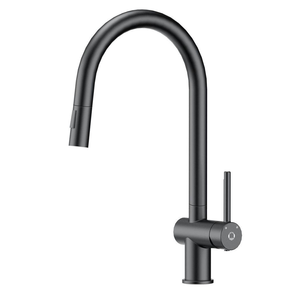 Cecipa Schwarz Ausziehbare Küchenarmatur aus 304 Edelstahl, 360° Drehbar, Einhandbedienung,