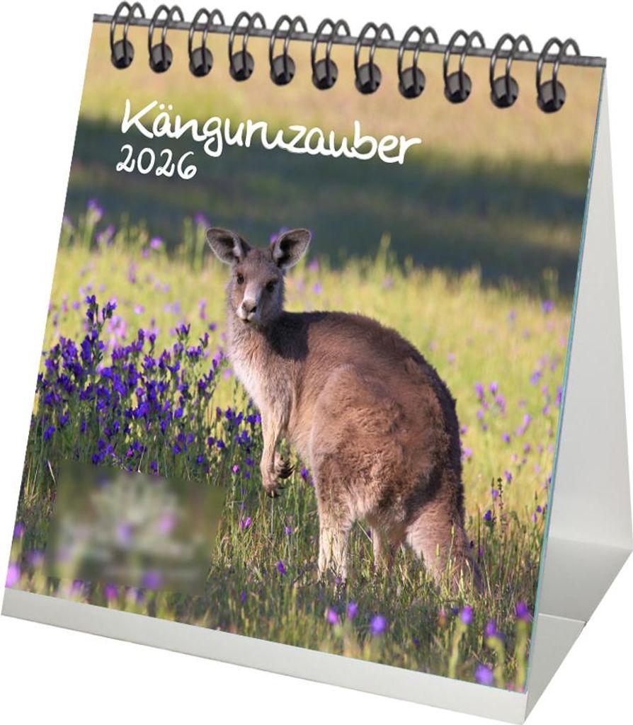 Känguruzauber Tischkalender 10cm x 10cm für 2026 Känguru - Geschenkset Inhalt: 1x Kalender 1x Weihnachtsanhänger 1x Grußanhänger (gesamt 3 Te...