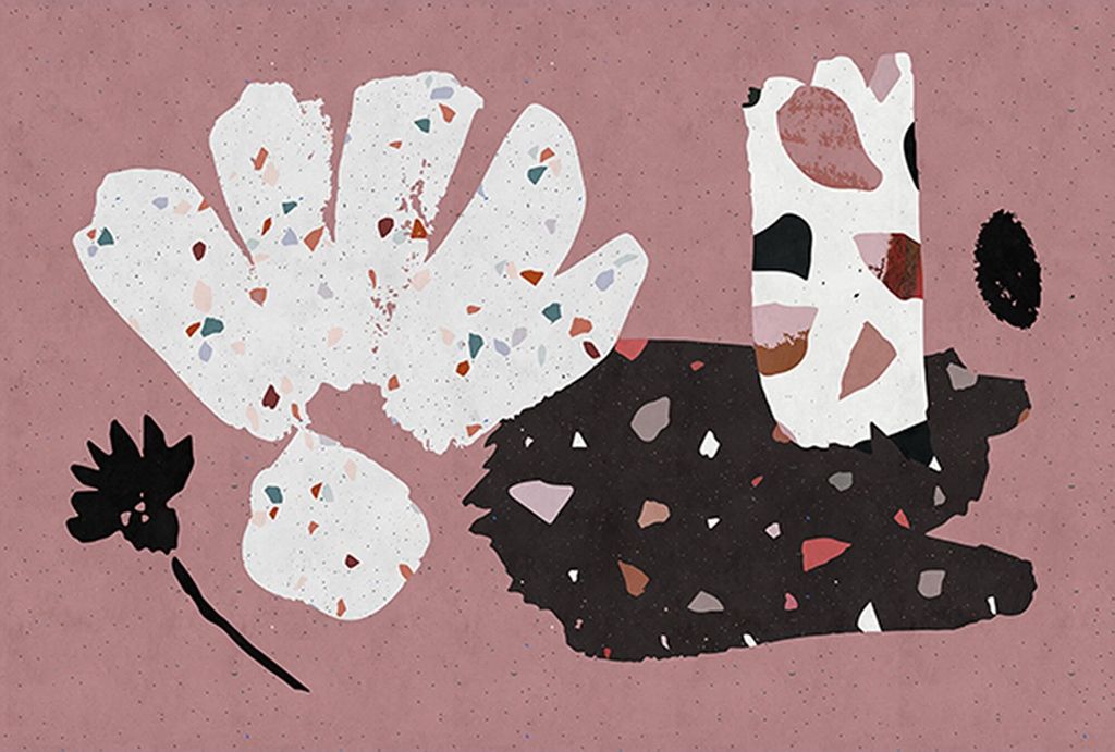 Tadessi Fototapete | Abstrakt | 4.00 m x 2.70 m | Rosa | Weiß | Wandbild | Digitaldruck