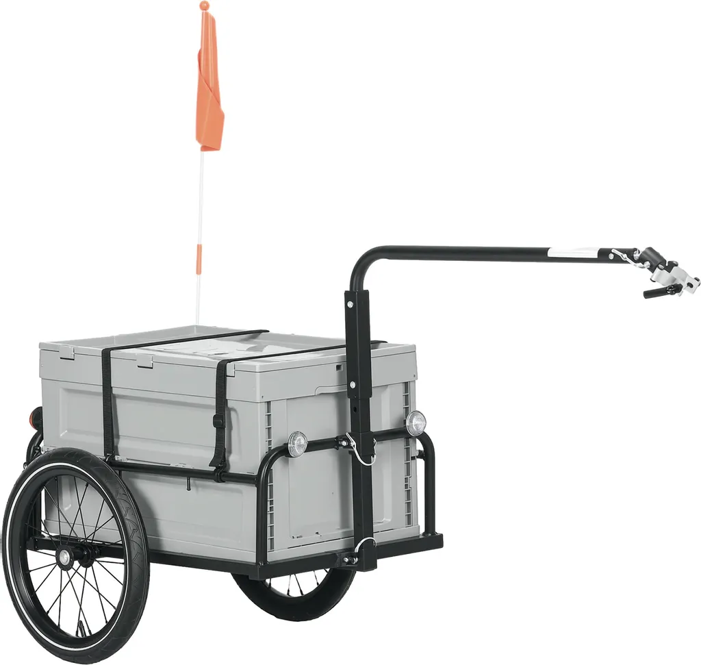 Remorque vélo cargo HOMCOM avec coffre 65L pliable et charge de 40kg