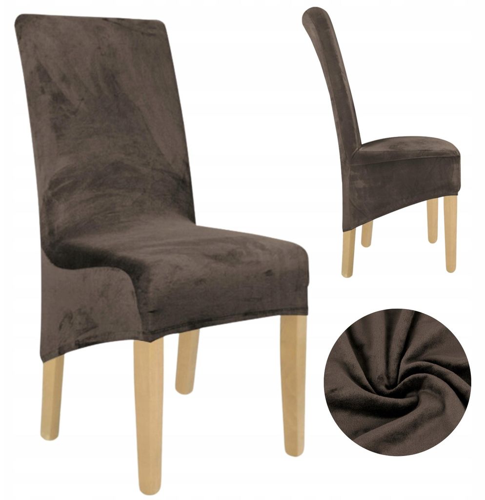Stuhlhusse XL Braun - Samt Stuhlbezug - Universal Stretch Bezug für Große Stühle
