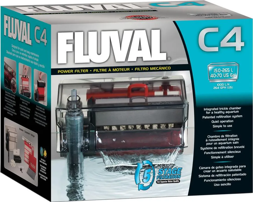 Filtro Fluval C4 Hagen a 5 Stadi per Acquari fino a 265L | Prezzo Online