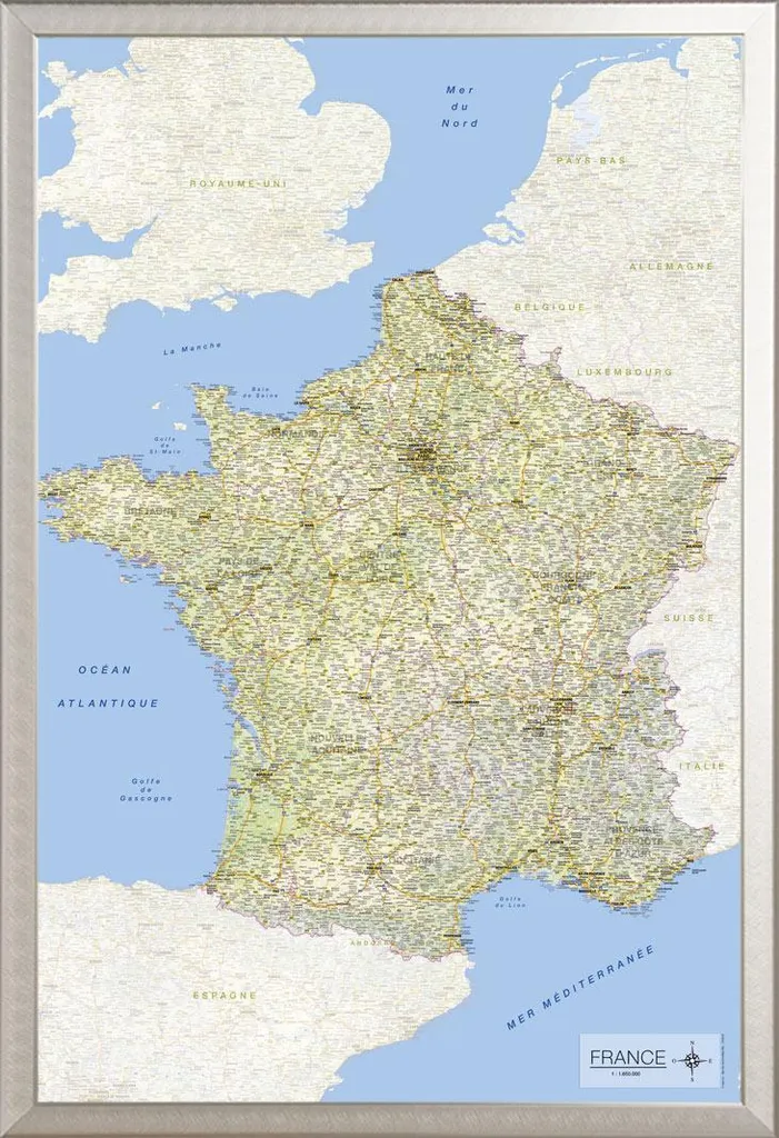 Set Poster Francia + Cornice Shinsuke Maxi Alluminio Argento