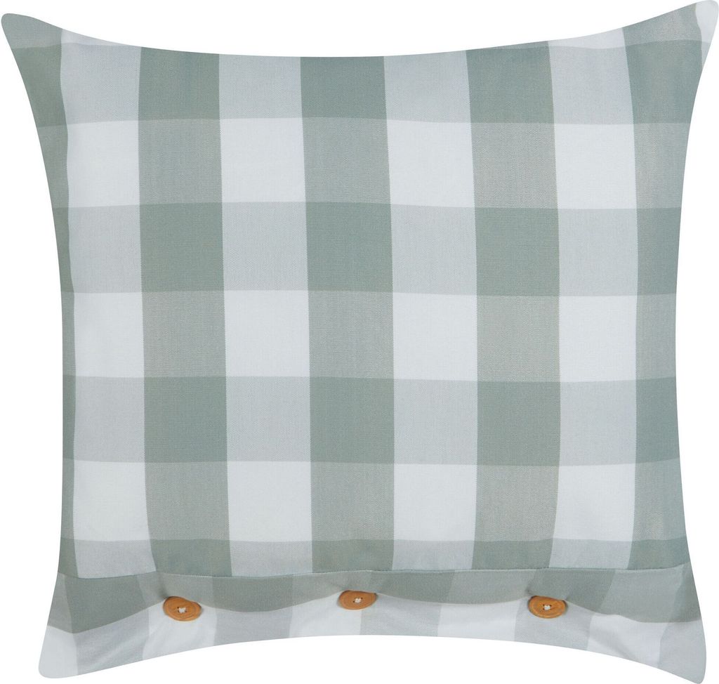 BELIANI Dekokissen Mintgrün / Weiß Karomuster 45 x 45 cm Quadratisch mit Knöpfen für Wohnzimmer Schlafzimmer Sofa Sessel Bett