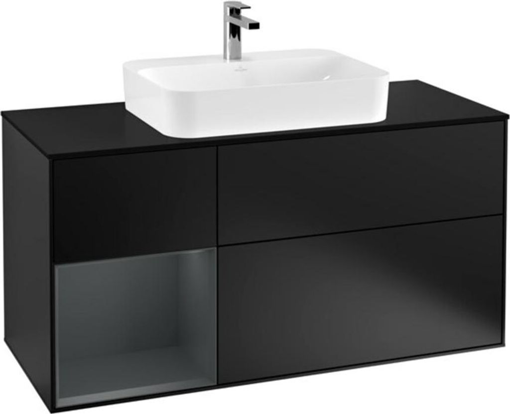 V&B Waschtischunterschrank Wandbeleuchtung Finion 120cm, Pl b m, Rg l md b m La, bla m Lac