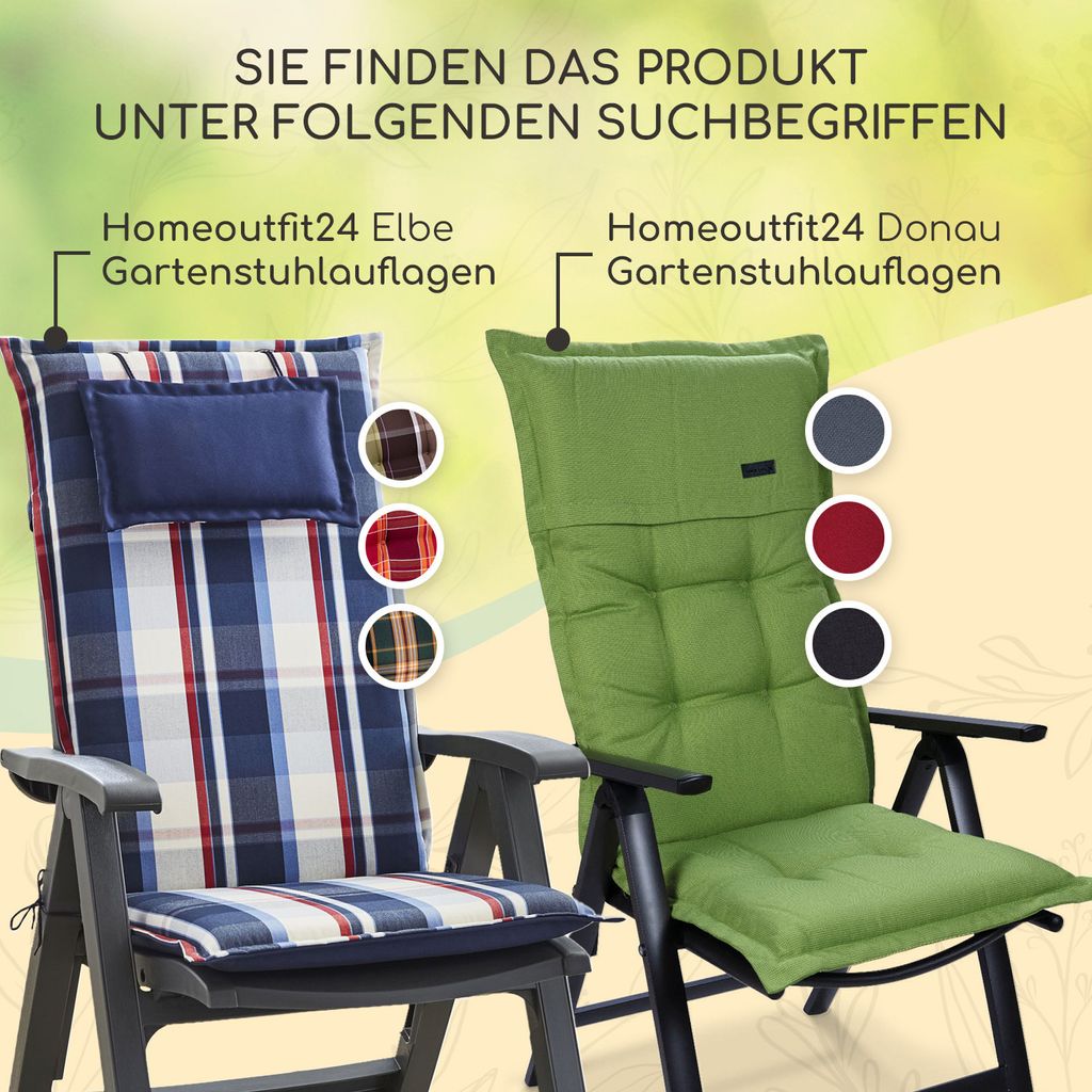 Homeoutfit24 Sylt Gartenstuhlauflagen Hochlehner, 1er Set,  Produktbild 7