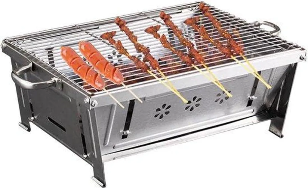 Barbecue camping et pique-nique léger en acier inox à charbon de bois