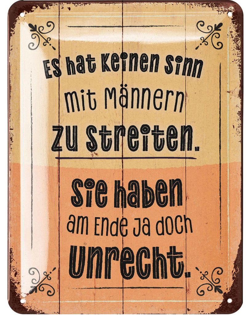 LANOLU Retro Blechschild Mit Männern streiten macht keinen Produktbild 