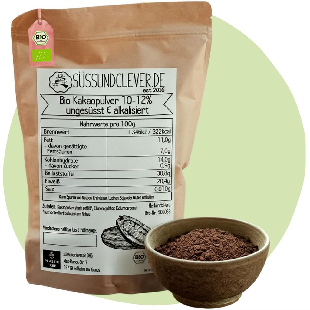 süssundclever.de |  Kakaopulver ungesüßt & alkalisiert | Produktbild 