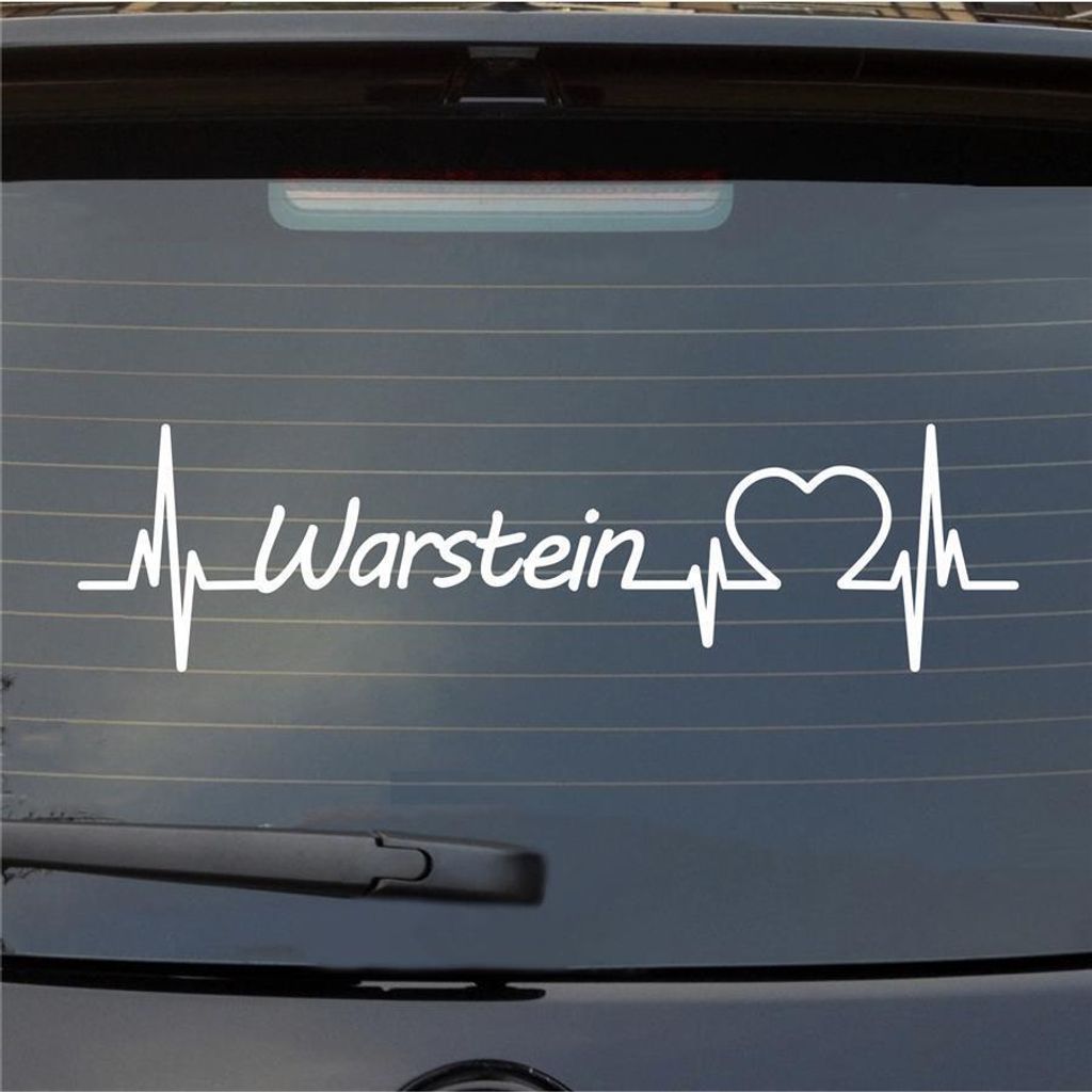 Heckscheibenaufkleber Warstein Herzschlag Puls Stadt Liebe 55x14 cm Weiss Glanz Auto Aufkleber Sticker
