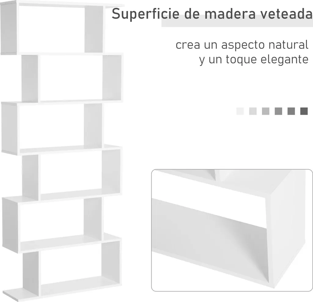 Meuble de rangement colonne pour salle de bain - 6 étagères blanches - 5