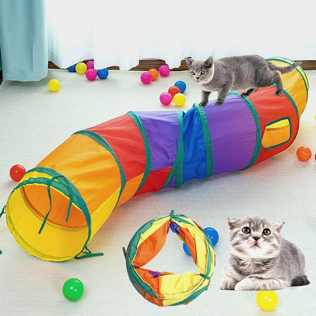 Katzenspielzeug Selbstbeschäftigung Katzentunnel,Vogelspielzeug für Katzen 123 * 25cm Intelligenzspielzeug für Katzen,Interaktives Katzenspielze...