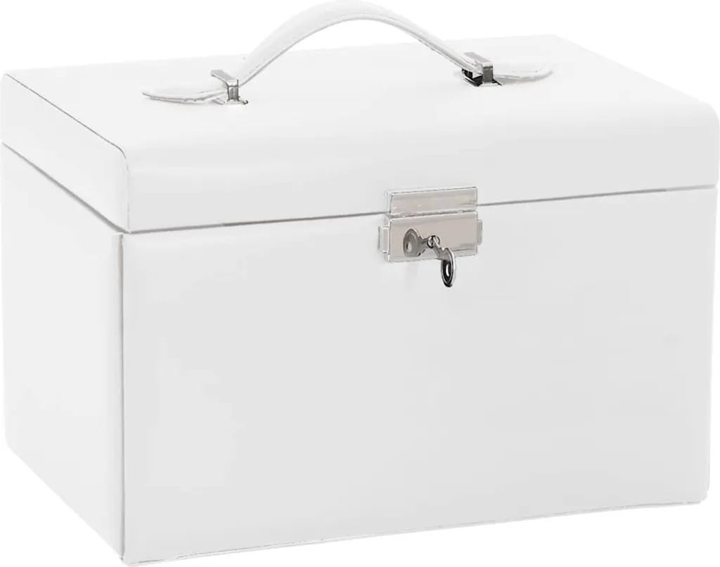 Cofanetto Portagioie Donna Bianco - Idea Regalo 3 Livelli con Chiave