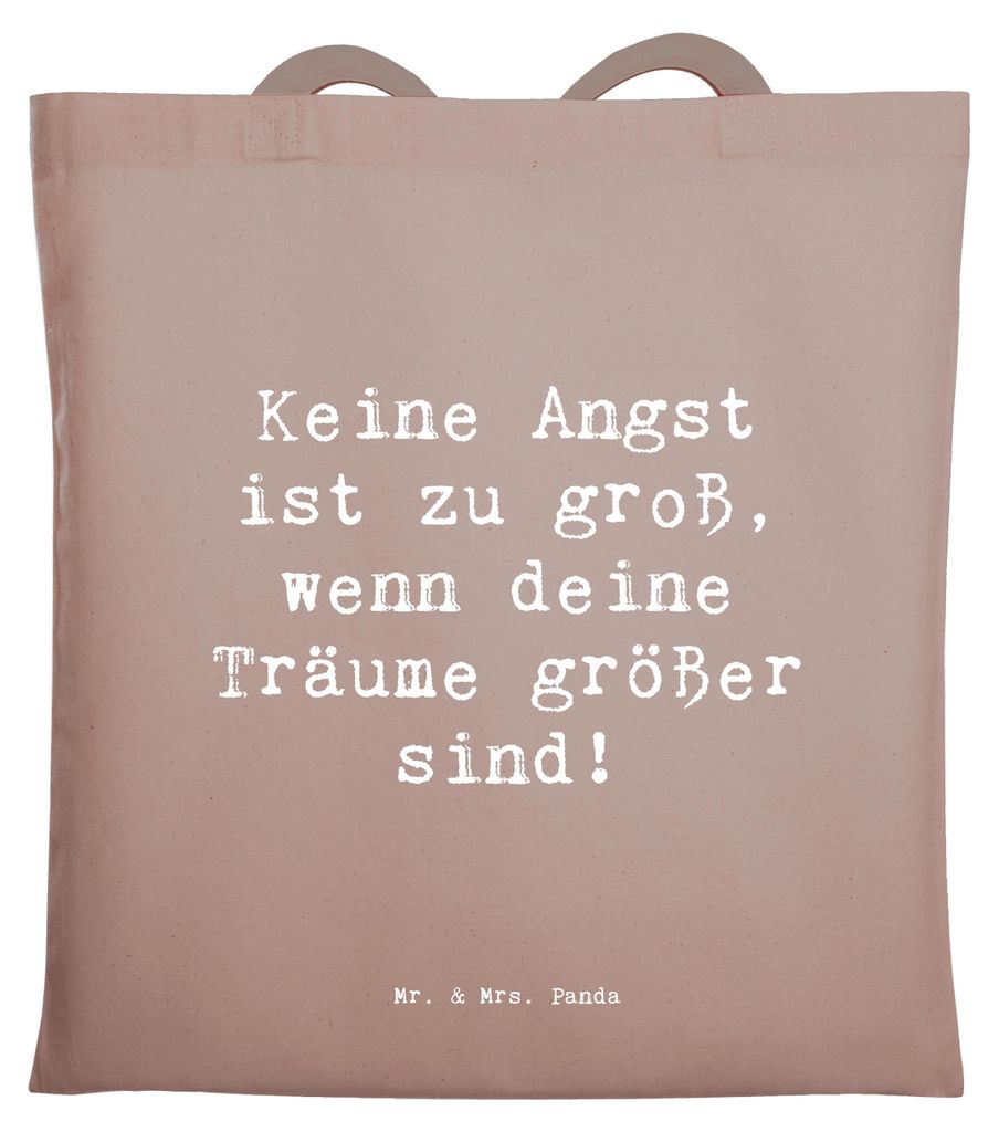 Mr. & Mrs. Panda Jutebeutel Spruch Angst überwinden - Braun Pastell - Geschenk, Beutel, Trost, Vertrauem, Zuversicht, Tote Bag, Tasche, Freude, Li...
