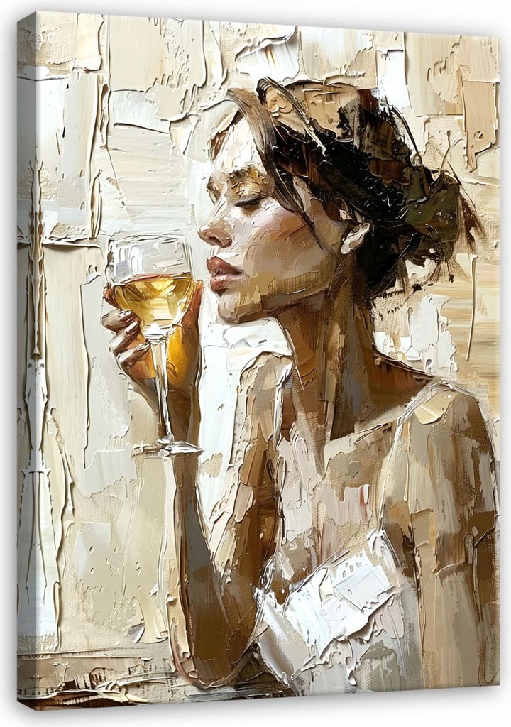 Leinwandbilder Wandbild Abstrakt Frau Beige 100x75 cm XXL Modern Leinwand Bilder Leinwandbild Wohnzimmer Schlafzimmer Wanddeko