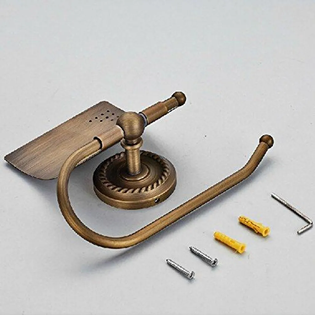 Dévidoir Papier Toilette avec Couvercle en Laiton Antique - Cuivre Rétro