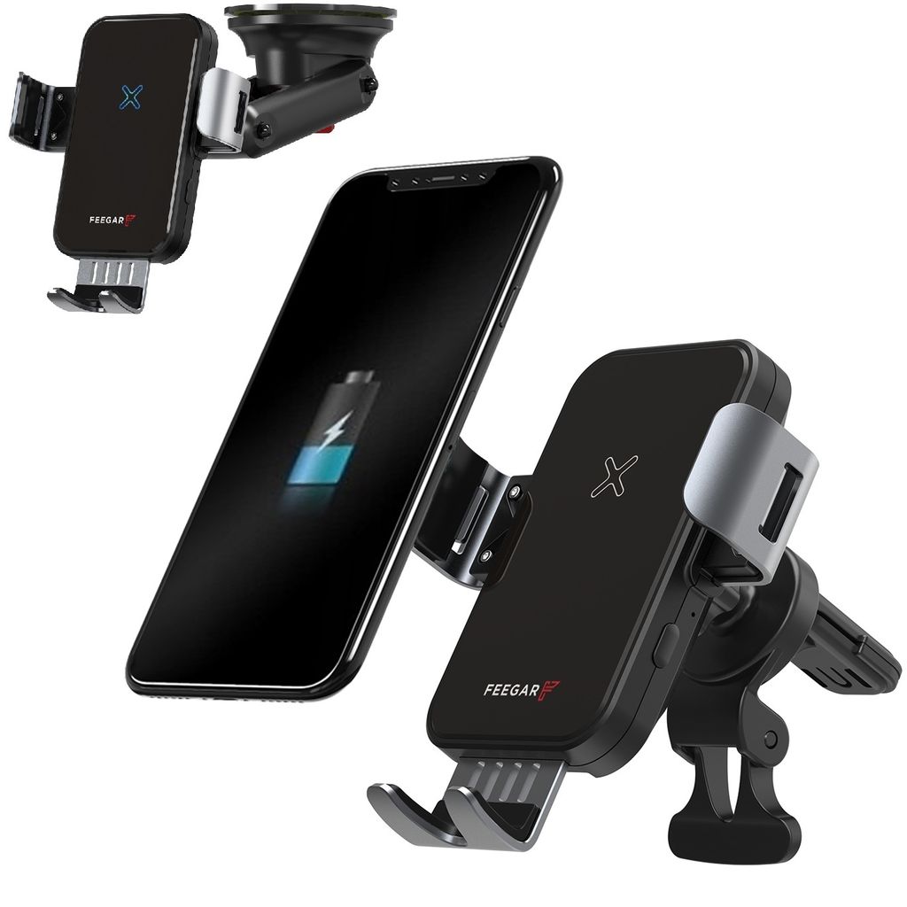 FEEGAR 15W Qi Wireless Charger Ladegerät Automatische Auto Handy Halterung KFZ Automatische Klemmung Intelligente Erinnerungsfunktion Temperaturre...