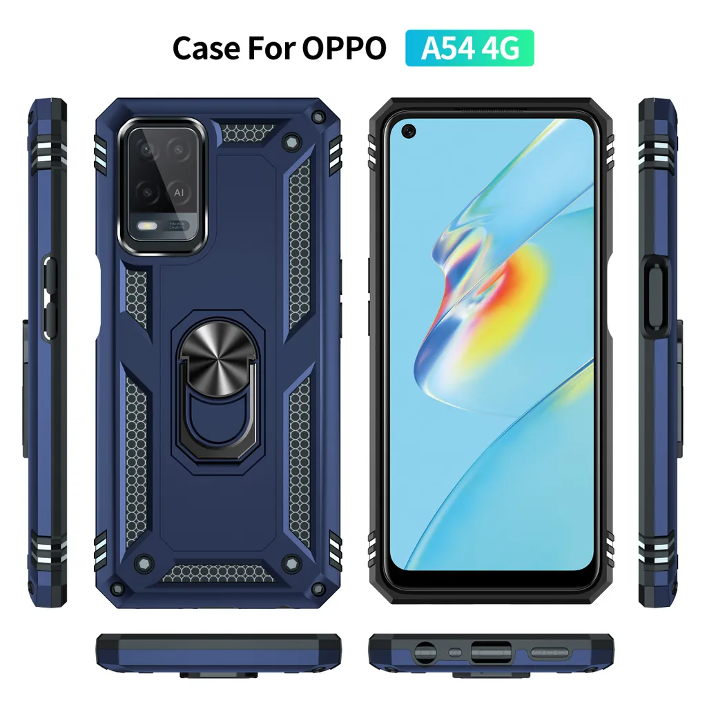 KEYYO Cover per Oppo A54S, Custodia TPU/PC Hybrid Custodie con 360° Supporto, Antiurto Guscio Protezione Bumper Case Caso, Nero