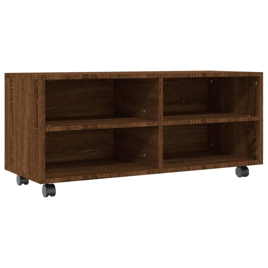 Mobile Porta TV Gaming SYFAX 90x35x35cm Rovere Marrone | Con Ruote