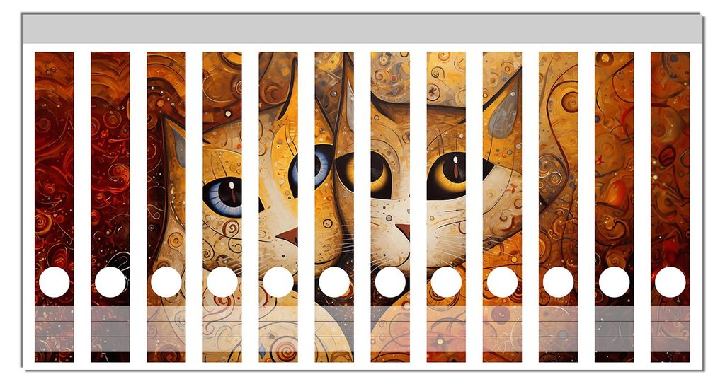 Wallario Ordnerrücken Sticker, selbstklebend für schmale Ordner, 12 Stück, Motiv Goldene Katzen