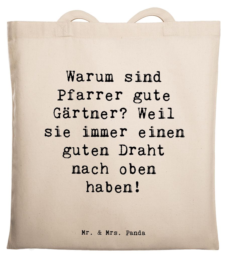 Mr. & Mrs. Panda Tote Bag Spruch Pfarrer Gärtner - Transparent - Geschenk, Geschenke mit Herz, Schultasche, spirituelle Haltung, Berufsleben, Tasc...