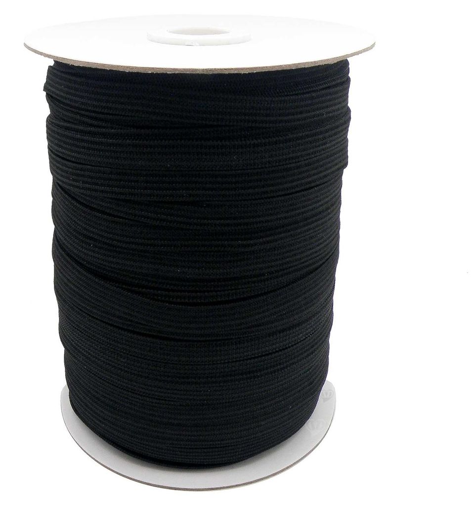 100m Gummiband gestrickt flach schwarz 10mm