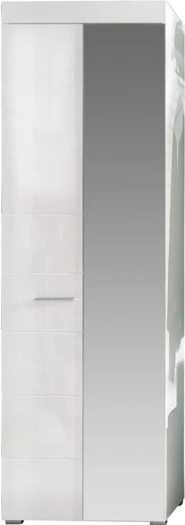 Armoire Amira 2 portes laquée blanc brillant avec grande penderie
