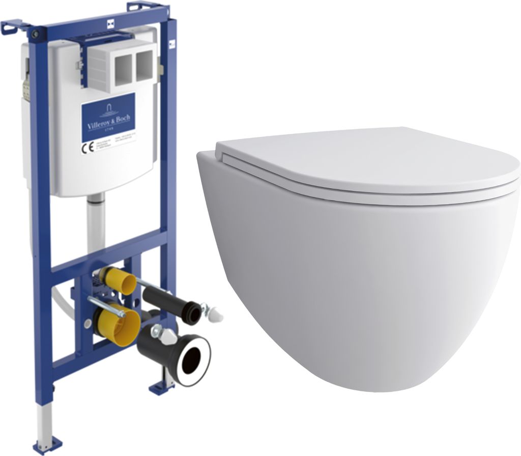 Alpenberger Spülrandloses Dusch WC Set mit ViConnect (Villeroy & Boch) Unterputz-Spülkasten | Wandhängende Toilette mit WC Sitz Softclose | Komp...