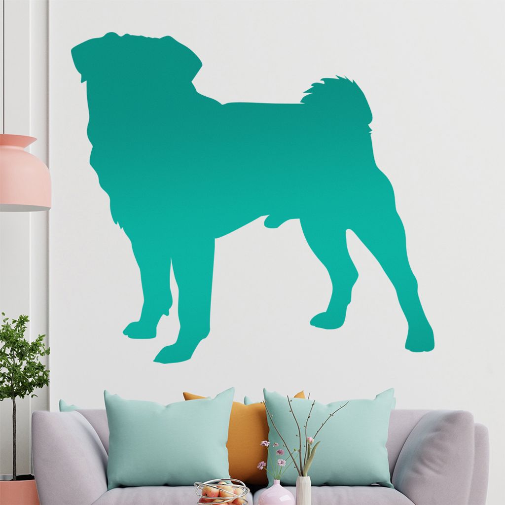 KIWISTAR Mops Silhouette Wandtattoo in 6 Größen - Wandaufkleber Wall Sticker - Dekoration, Küche, Wohnzimmer, Schlafzimmer, Badezimmer